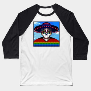 Day of the Dead Abstract Mariachi Calavera Skeleton Baseball T-Shirt